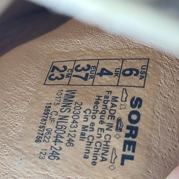 Sorel Women Sz 6/ 37 sandals Joanie III Beige Chalk Wedge Slide Leather new - Picture 7 of 7